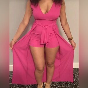Vibrant Pink Romper with Overlay